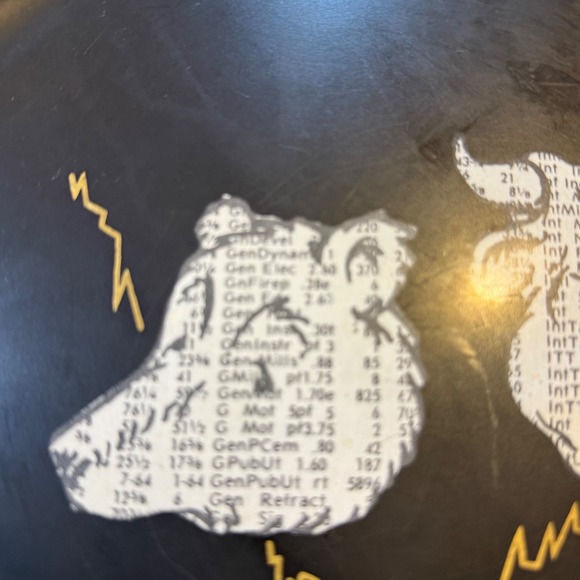 Vtg Couroc Bull and‎ Bear Stock Market Plate Wall Street Finance 70s Mid Century - Picture 2 of 5